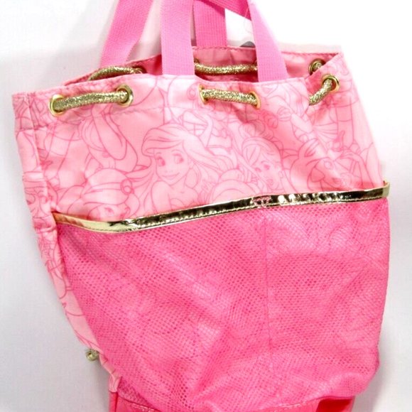 Disney Bags Disney Princess Beach Bag With Drawstring Disney Store Pink Nwt Poshmark